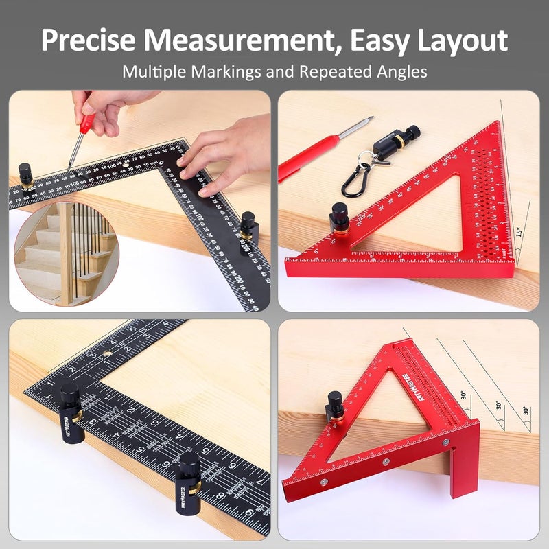 ARTYMASTER Stair Gauges with Rubber Pad – Stair Gauges for Framing Square & Circular Saw – Framing Jig Square Stops – Circular Saw Guide – Carpentry Jig Stops - Image 3
